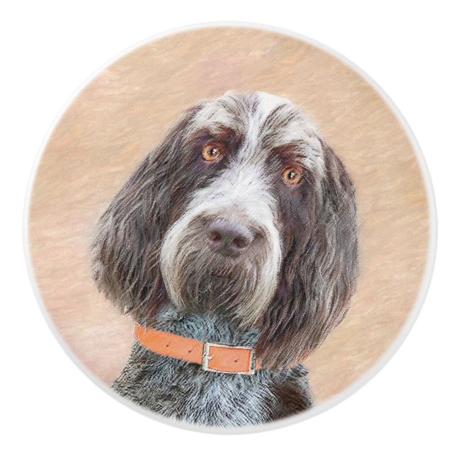 Spinone Italiano Painting - Cute Original Dog Art Ceramic Knob (Front)