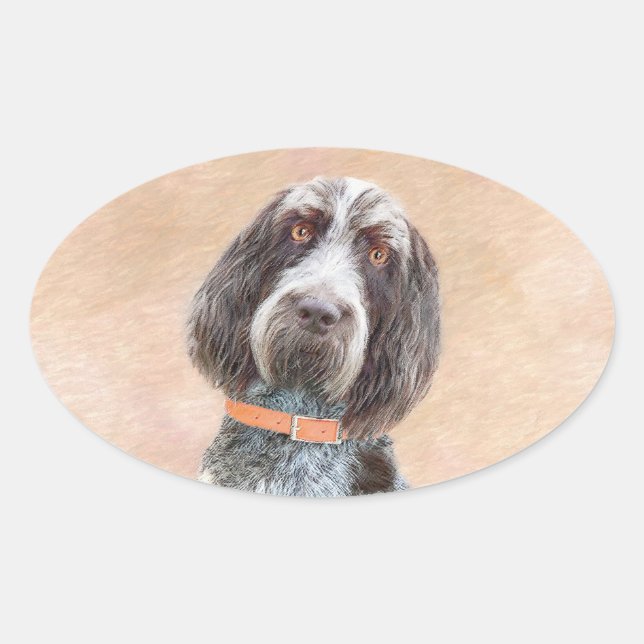 Spinone Italiano Painting - Cute Original Dog Art Oval Sticker (Front)
