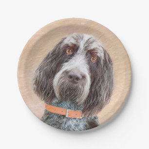 Spinone Italiano Painting - Cute Original Dog Art Paper Plate