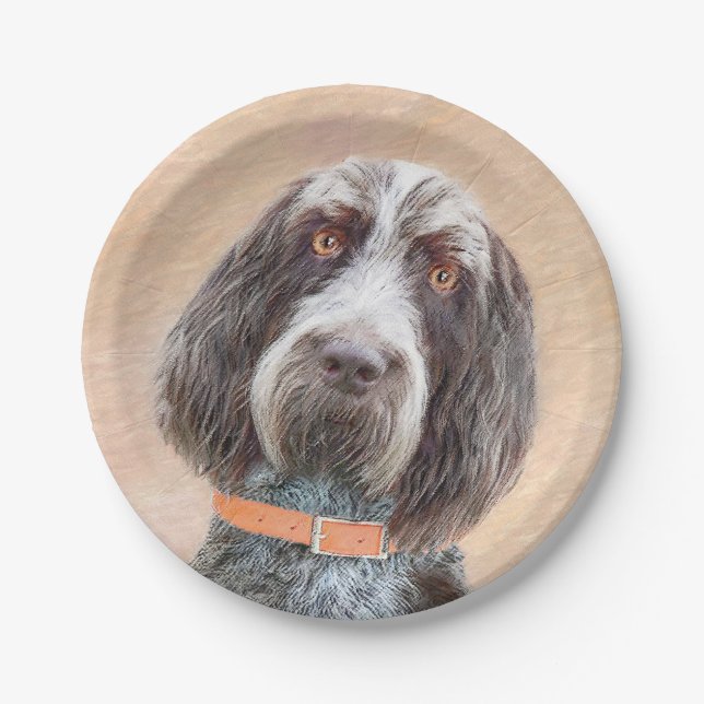 Spinone Italiano Painting - Cute Original Dog Art Paper Plate (Front)