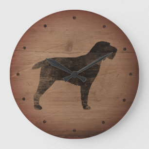 Spinone Italiano Silhouette Rustic Large Clock