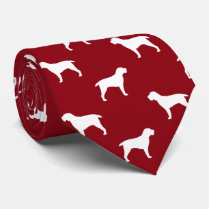 Spinone Italiano Silhouettes Pattern Red Tie