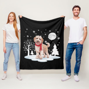 Spinone Italiano Under Moonlight Snow Christmas Fleece Blanket