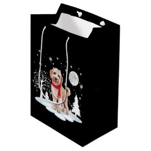 Spinone Italiano Under Moonlight Snow Christmas  Medium Gift Bag