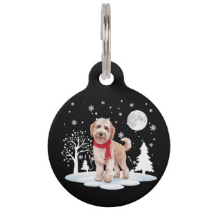 Spinone Italiano Under Moonlight Snow Christmas  Pet Tag