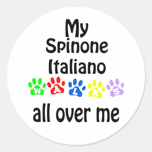 Spinone Italiano Walks Design Classic Round Sticker (Front)