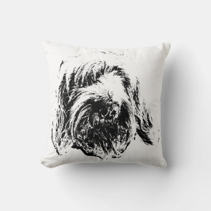 Spinone Throw Pillow – Black Ink Dog Headshot