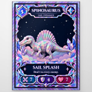Spinosaurus Dinosaur, Rainbow Foil Art Postcard