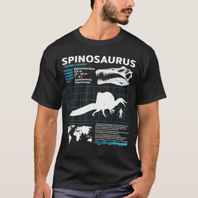 Spinosaurus fossil fact sheet T-Shirt (Front)