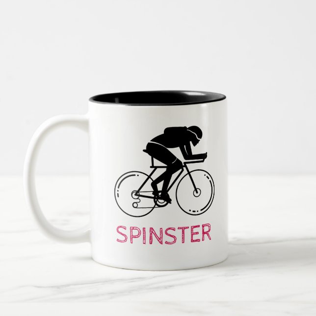 Spinster fun design Two-Tone coffee mug (Left)