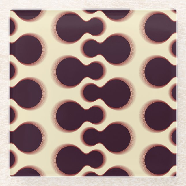 Spiny globular shapes, brown shades pattern. glass coaster (Front)