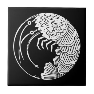 Spiny lobster circle ceramic tile