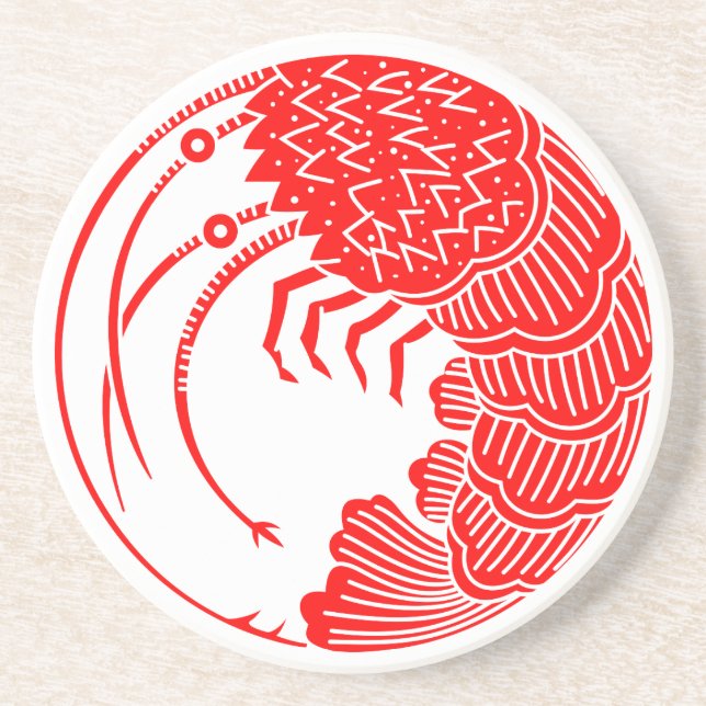 Spiny lobster circle coaster (Front)