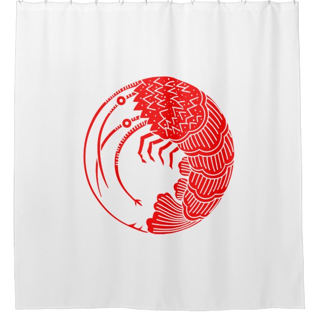 Spiny lobster circle shower curtain (Front)