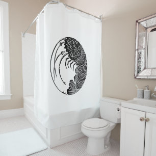 Spiny lobster circle shower curtain