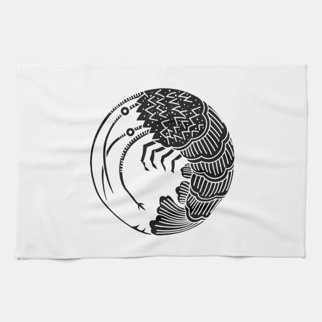 Spiny lobster circle tea towel (Horizontal)
