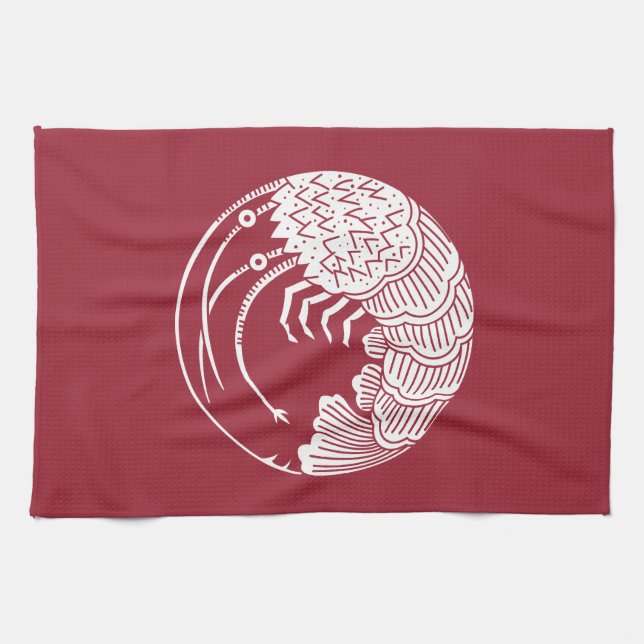 Spiny lobster circle tea towel (Horizontal)
