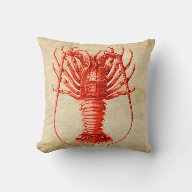 Spiny Lobster Nautical Themed Pillow (Front)
