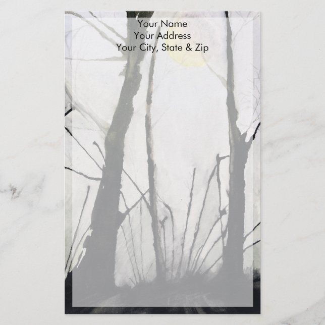 Spiny Trees & Full Moon Stationery (Front)