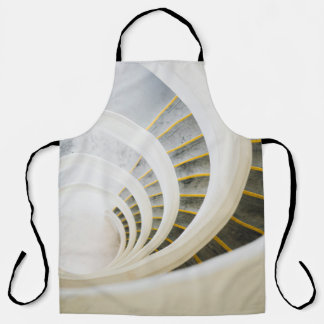 Spiral black and white stairs apron