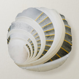 Spiral black and white stairs round cushion