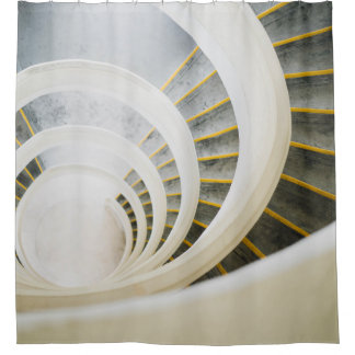 Spiral black and white stairs shower curtain