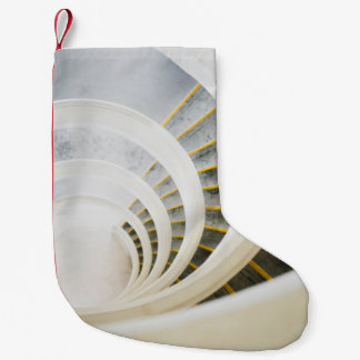 Spiral black and white stairs small christmas stocking