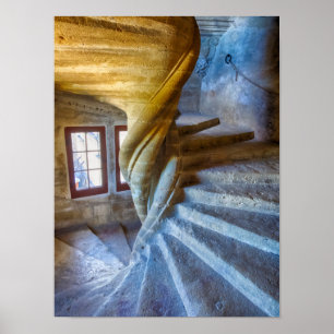 Spiral Castle Staircase, France Poster