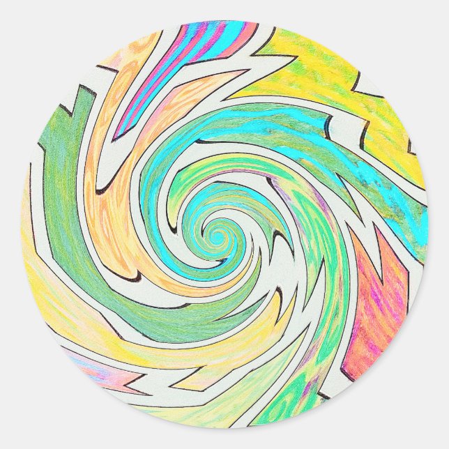 Spiral Caught in Colorful Maze Classic Round Sticker (Front)