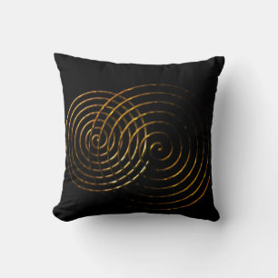 Spiral Celtic symbol gold metallic Cushion