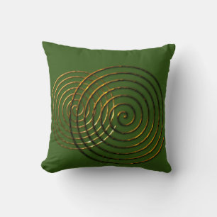 Spiral Celtic symbol gold metallic Cushion