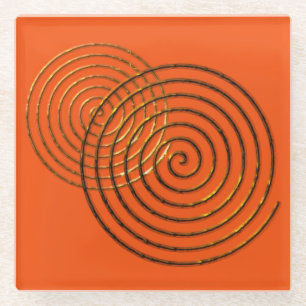 Spiral Celtic symbol gold metallic Glass Coaster