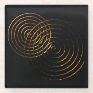 Spiral Celtic symbol gold metallic Glass Coaster