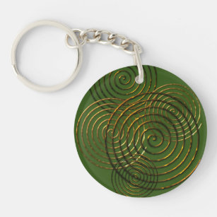 Spiral Celtic symbol gold metallic Key Ring