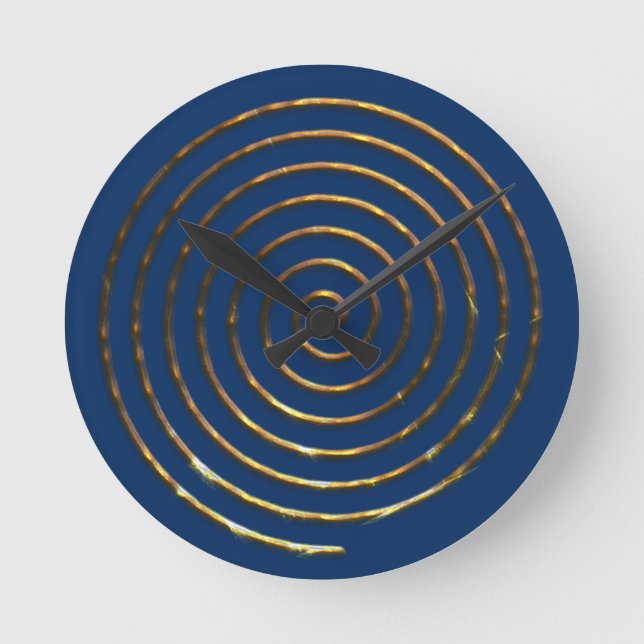 Spiral Celtic symbol gold metallic Round Clock (Front)