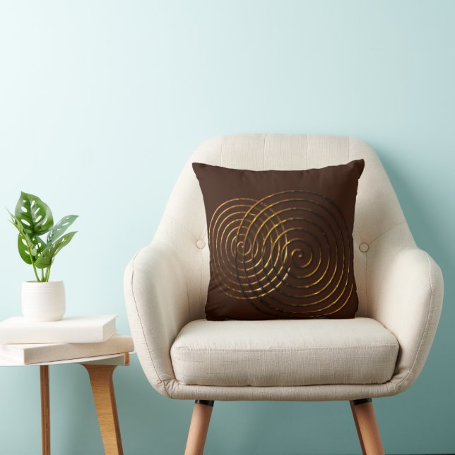 Spiral Celtic symbol gold metallic Throw Pillow (Chair)
