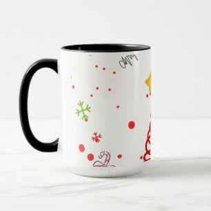 Spiral Christmas Tree and Bells Design Mug