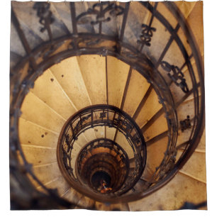 Spiral circle stairs staircase old buildingstairs, shower curtain