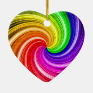 Spiral Colourful Tie Dye Rainbow Swirl Art Pattern Ceramic Ornament