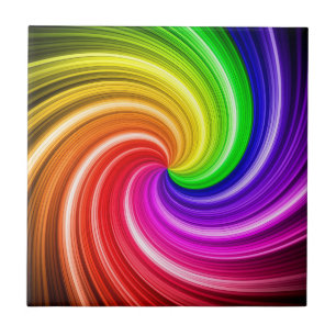 Spiral Colourful Tie Dye Rainbow Swirl Art Pattern Ceramic Tile