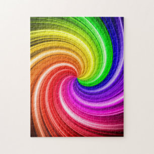 Spiral Colourful Tie Dye Rainbow Swirl Art Pattern Jigsaw Puzzle