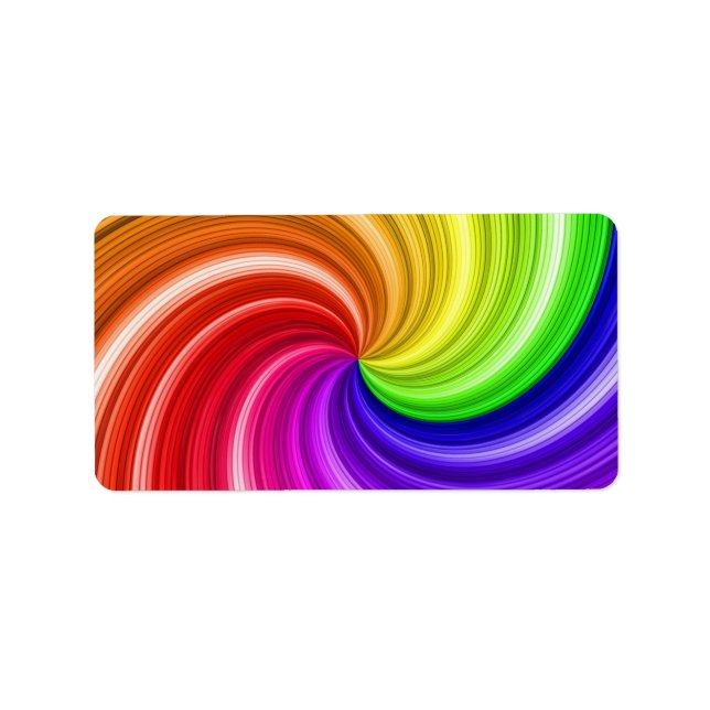 Spiral Colourful Tie Dye Rainbow Swirl Art Pattern Label (Front)