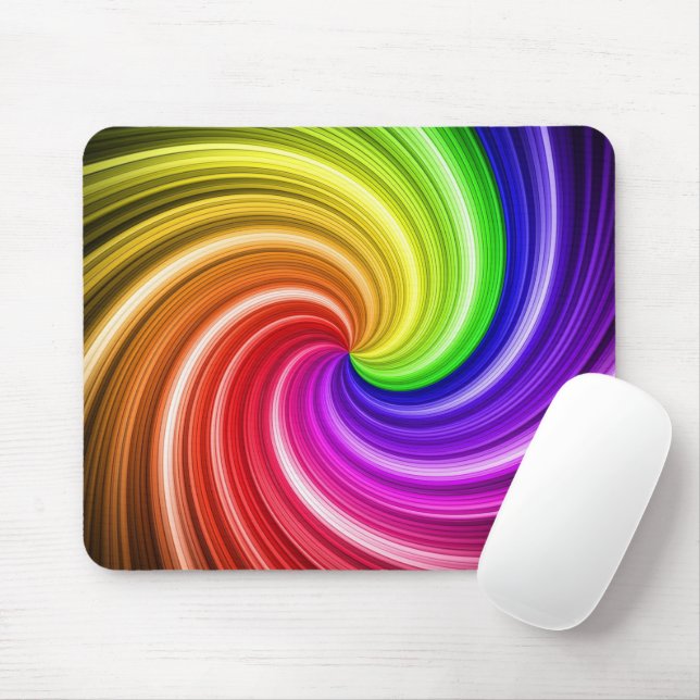 Spiral Colourful Tie Dye Rainbow Swirl Art Pattern Mouse Pad (With Mouse)