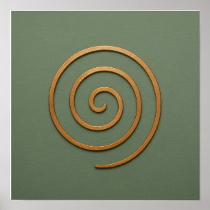 Spiral Copper on Green Poster