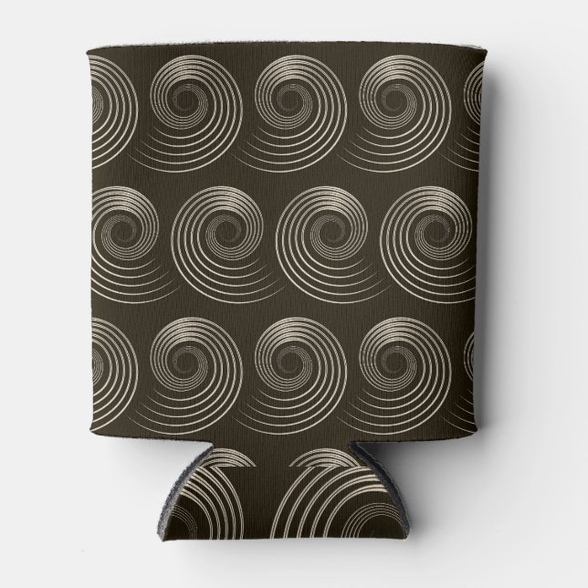 Spiral Curls: Stylish Vintage Pattern Can Cooler (Front)