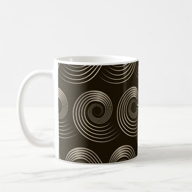 Spiral Curls: Stylish Vintage Pattern Coffee Mug (Left)