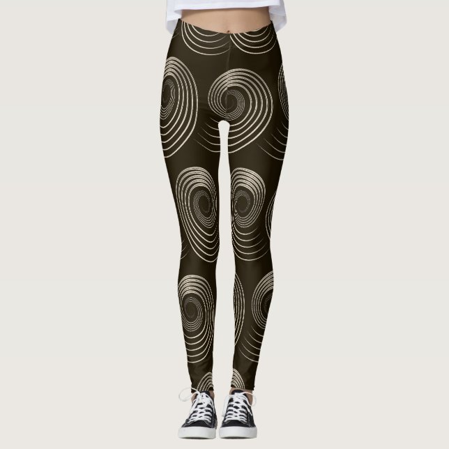 Spiral Curls: Stylish Vintage Pattern Leggings (Front)