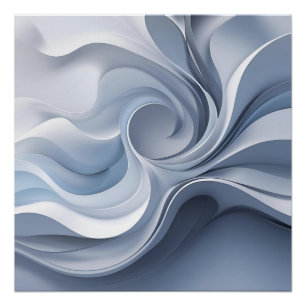 Spiral Elegance – Abstract Vortex Art in Soft Blue Poster