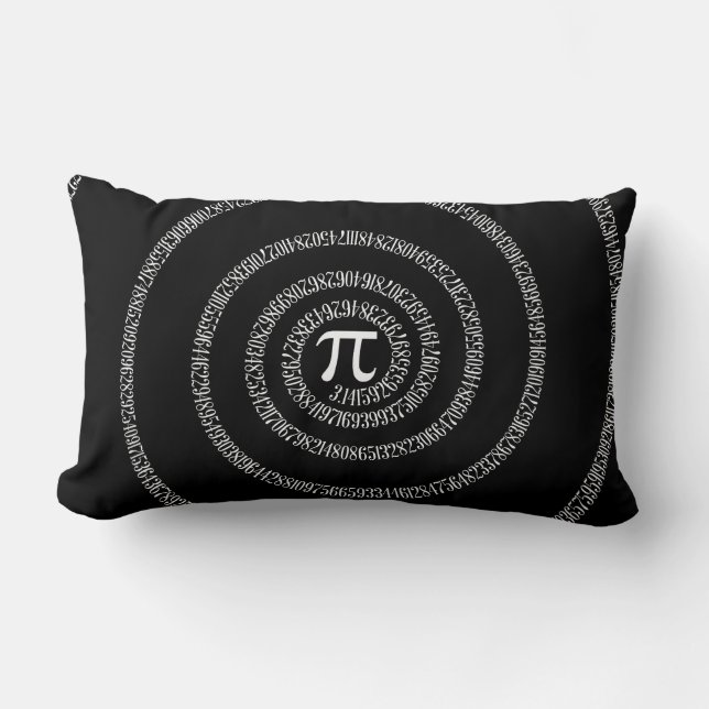 Spiral for Pi Digits on Black Lumbar Cushion (Front)