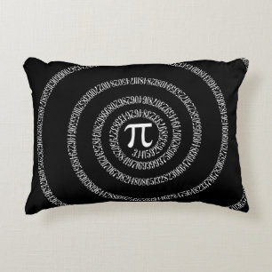 Spiral for Pi Numbers on Black Decorative Cushion